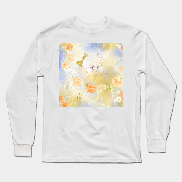 Guardian Minako Flower Portrait Long Sleeve T-Shirt by AudreyWagnerArt